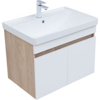 Тумба под раковину Aquanet Оптима 344800 70 см дуб светлый/белый сатин
