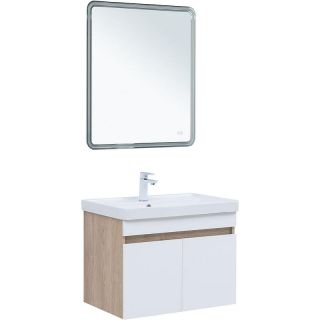 Тумба под раковину Aquanet Оптима 344801 80 см дуб светлый/белый сатин