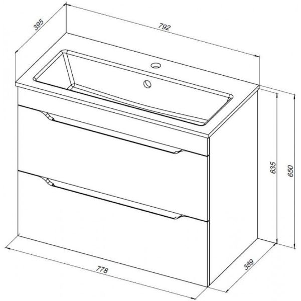 Тумба под раковину Aquanet Практика 347965 80 см белый глянец