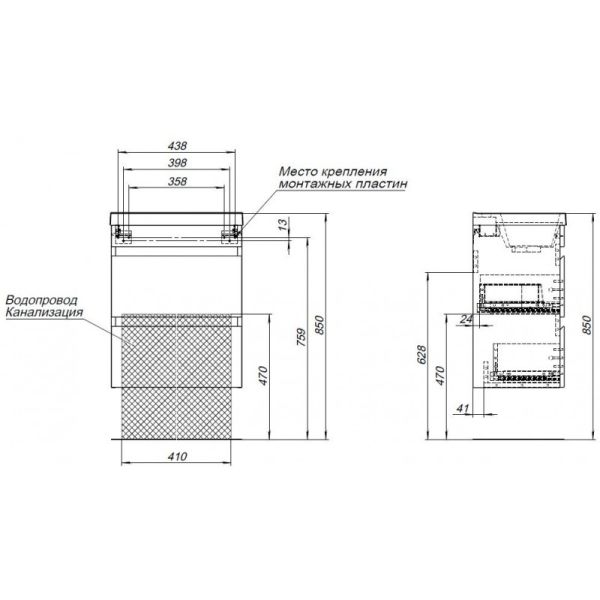 Тумба под раковину Aquanet Нота New 334196 50 см дуб светлый