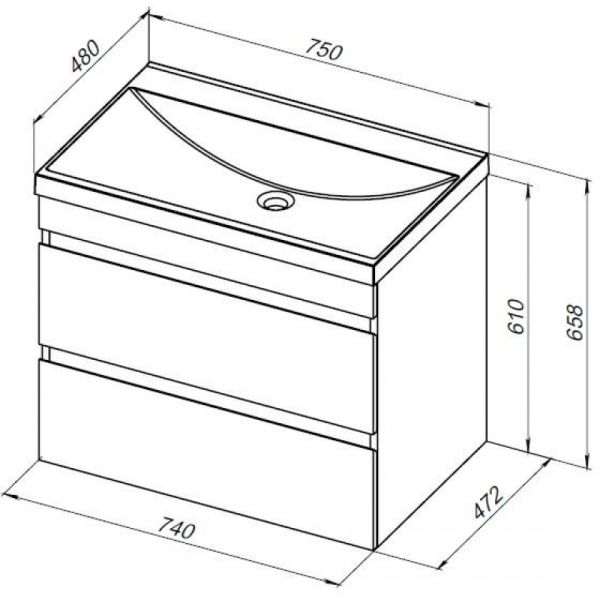 Тумба под раковину Aquanet Нота New 334198 75 см дуб светлый