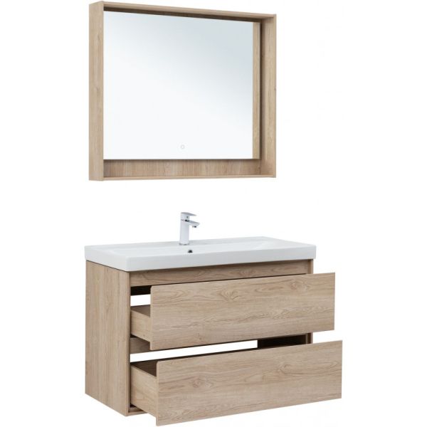 Тумба под раковину Aquanet Милан 336385 100 см дуб светлый