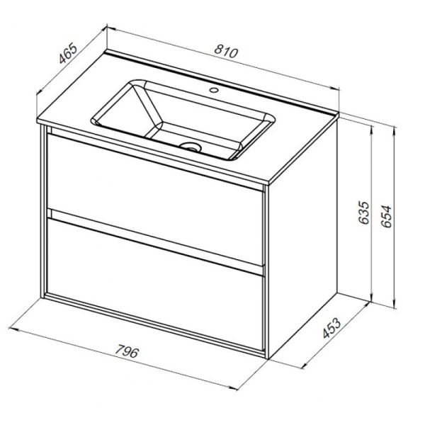 Тумба под раковину Aquanet Милан 336374 80 см дуб рошелье