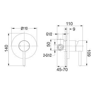 Гигиенический душ со смесителем Omnires Y чёрный SYSYBI1BL