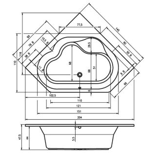 Акриловая ванна Riho Winnipeg B010001005 145х145см белый