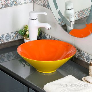 Накладная раковина Melana T4006-B6+B3-806 40см жёлтый/красный