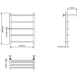 Полотенцесушитель водяной Aquanet Fiona 266739 с полкой 60x40 см хром