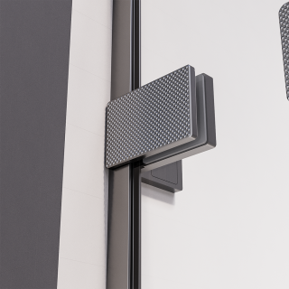 Душевая дверь распашная Veconi Premium Alassio GR, 1500х2000, брашированный графит, стекло прозрачное осветленное