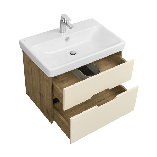 Тумба под раковину Акватон Оливия 70см бежевый/дуб веллингтон 1A254301OLVG0