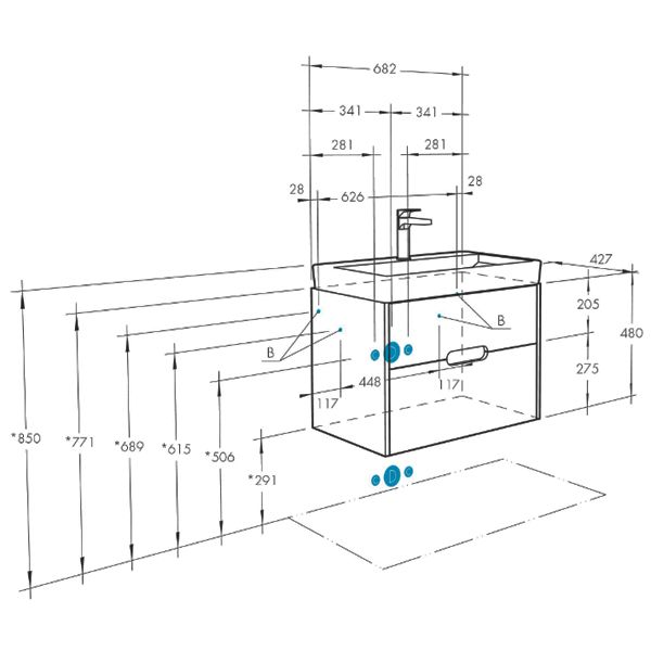Тумба под раковину Акватон Оливия 70см бежевый/дуб веллингтон 1A254301OLVG0