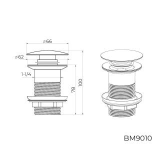 Донный клапан для раковины без перелива Knotlor BM9010C, хром