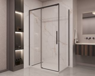 Душевой уголок Vincea Stella VSR-1ST8011CLB, 1100*800, черный, стекло прозрачное