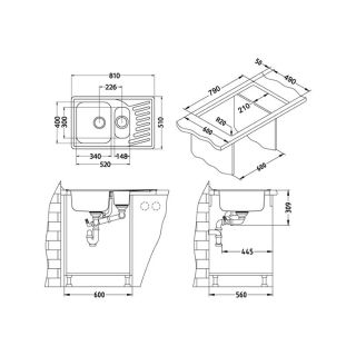 Кухонная мойка Alveus 1009247 Elegant 110 Sat-90 81x51