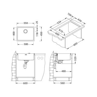 Кухонная мойка Alveus 1102606 Quadrix 50 Brs-90 55x45