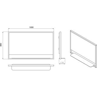 Зеркало Armadi Art Vallessi с подсветкой и полкой антрацит 100см 552/2