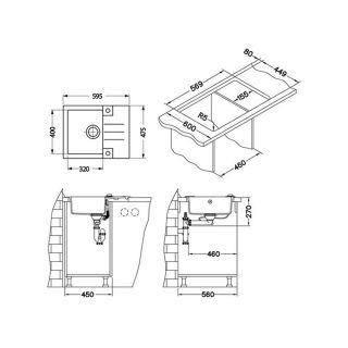 Кухонная мойка Alveus 1090951 Rock 30 Granital Carbon-G91 59.5x47.5