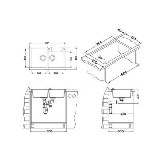 Кухонная мойка Alveus 1090964 Rock 90 Granital Terra-G22 78x48
