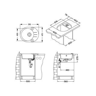 Кухонная мойка Alveus 1090970 Roll 40 Granital Arctic-G11 59.5x47.5
