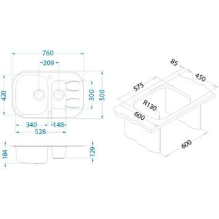 Кухонная мойка Alveus 1102741 Wave 30 белая 76x50