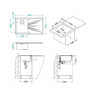 Кухонная мойка Alveus 1102770 Karat 10 черная 86x50 левая