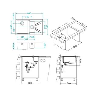 Кухонная мойка Alveus 1102772 Karat 20 черная 86x50 левая