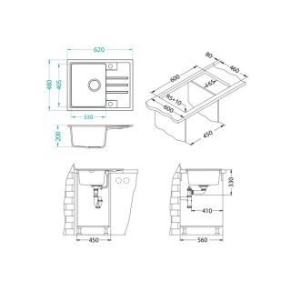 Кухонная мойка Alveus 1119691 Intermezzo 30 Granital Concrete-G81 62x80