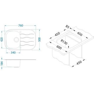 Кухонная мойка Alveus 1123814 Wave Up 20 черная 76x50
