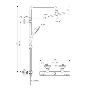 Душевая стойка Ideal Standard Ceratherm T25 A7208AA хром