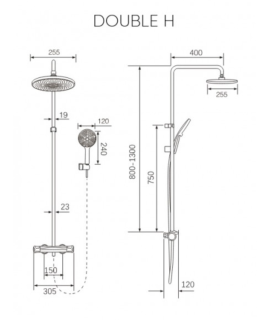 Душевая стойка Milleau Double H MLHi223PDD-GM хром