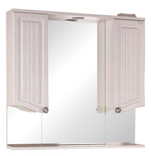 Шкаф-зеркало с подсветкой Onika Арно-Классик 208085 80см белое дерево