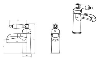 Смеситель для раковины Boheme Vogue хром Murano, черное_Комплект хром