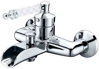 Смеситель для  ванны Boheme Vogue хром Murano, белое_Комплект хром