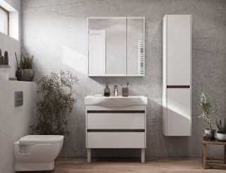 Зеркальный шкаф Акватон Нортон 80см белый 1A249202NT010