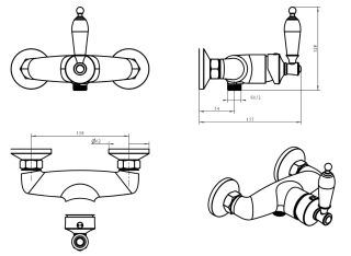 Смеситель для душа Boheme Vogue хром Murano, бирюзовое_Комплект хром