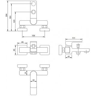 Смеситель для ванны Omnires Baretti чёрный BA7830BL