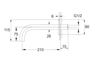 Излив настенный Omnires Y матовое золото WDYGLB