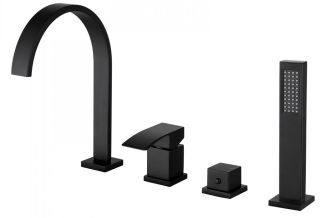 Смеситель на борт ванны ABBER Wasserfall чёрный матовый AF8613B