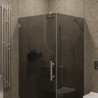 Душевой уголок на петлях by Deonria U-100-99-8-G-B3 90x89см хром глянцевый/графит