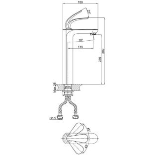 Смеситель для накладной раковины DQ Venice Gondola хром DA1022041