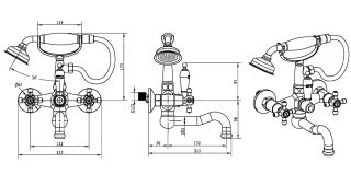 Смеситель для  ванны Boheme (душевой комплект) SW черный хром_Комплект хром