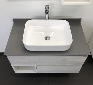 Тумба COMFORTY Прага-90 00-00014424, с графитовой столешницей с раковиной Comforty T-Y9378