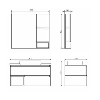 Тумба COMFORTY Прага-90 00-00014424, с графитовой столешницей с раковиной Comforty T-Y9378