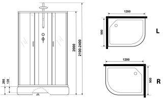 Душевая кабина Niagara NG-33294-14RBKT 120x90см серебро/матовое