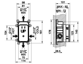 Скрытая часть настенного однорычажного смесителя Gessi 44673.031