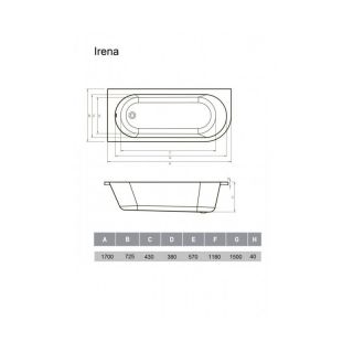 Акриловая ванна Vayer Irena 170x72 Гл000026132 R без гидромассажа
