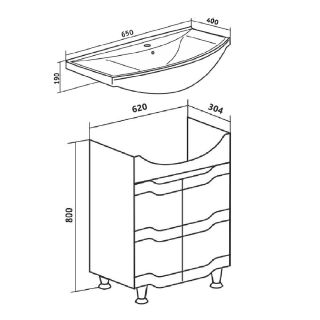 Тумба под раковину Runo  (под умывальник Стиль 65) Стиль 65 (УТ000002338)