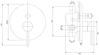 Встраиваемый смеситель для душа Omnires Y матовое золото Y1235GLB