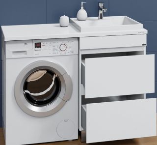 Тумба под раковину для стиральной машины СанТа Марс 700305 59см белый