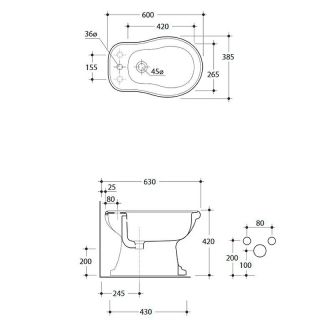 Биде напольное Kerasan Retro 102001*3 белое