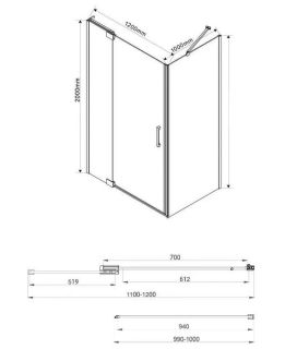 Душевой уголок Vincea Extra VSR-1E111210CL 110/120 x 100 см